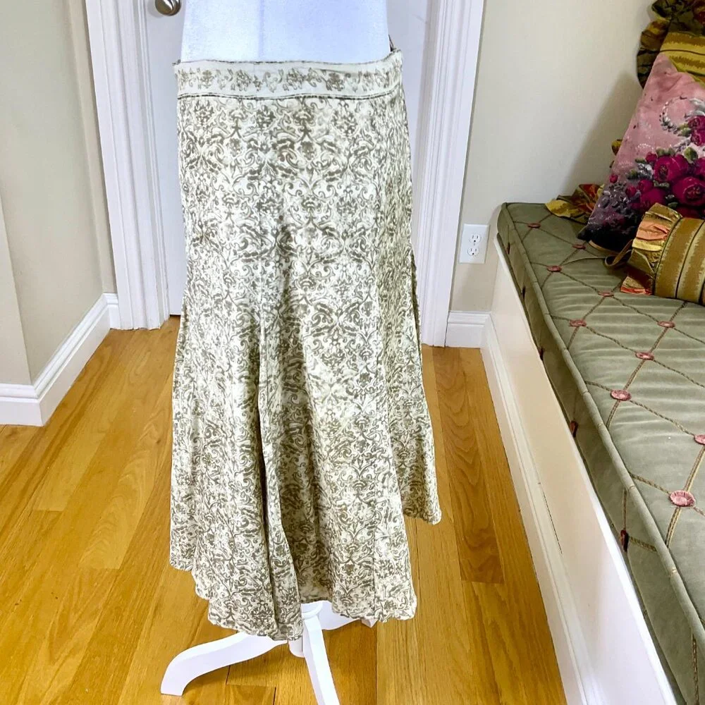 Antonio Melani Skirt Silk Brown Cream Scroll Paisley (12)